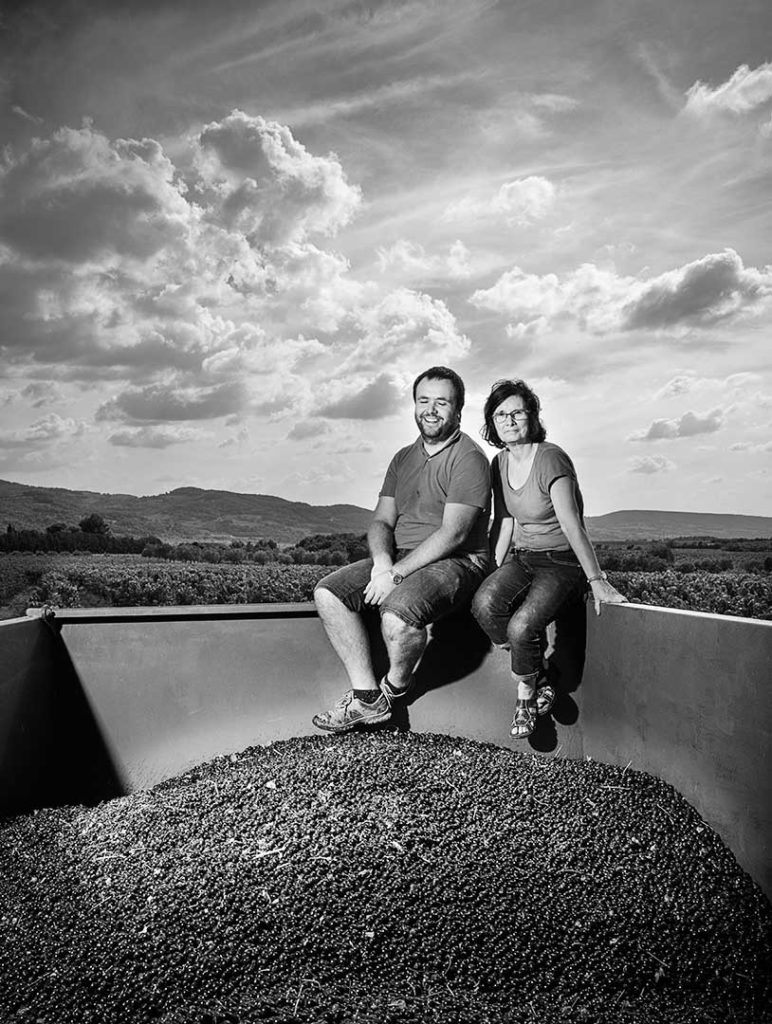 Domaine Autrans, vendanges, noir et blanc, nuages, photo Emmanuel Perrin